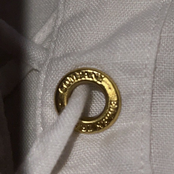 Ellen Tracy Company 100% Linen natural ivory tunic top Sz S lace up - Picture 10 of 11